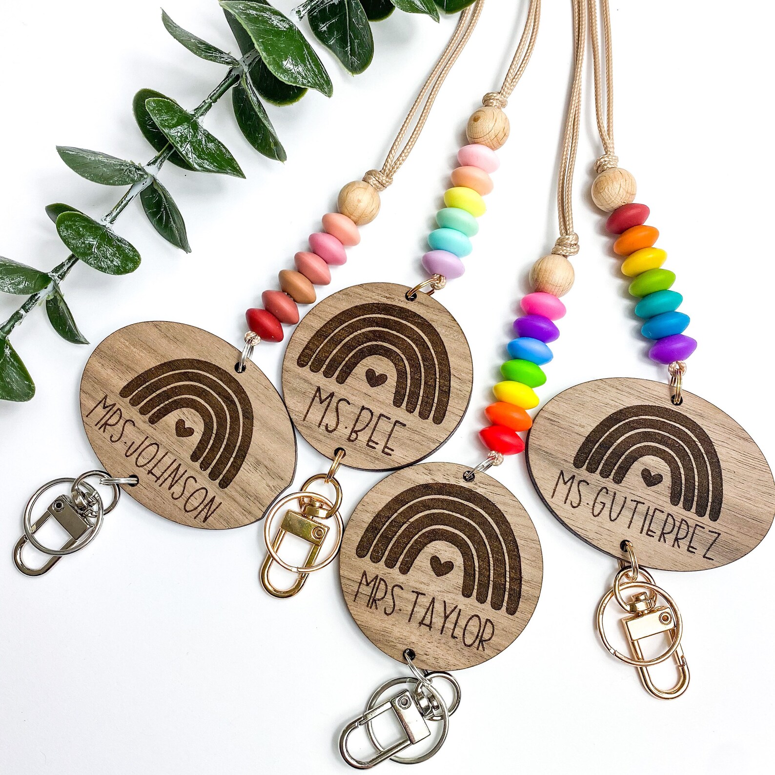 Teacher Gift Personalized Teacher Lanyard Rainbow Lanyard Etsy