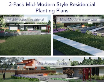 Set of 3 Historically Sensitive Mid-Modern Pre-Fab Planting Plans