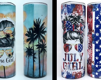 Birthday Gift Tumbler Each month with unique artwork Insulated Double Wall Stainless Steel Tumbler