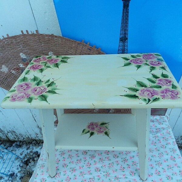 Painted Side Table Etsy