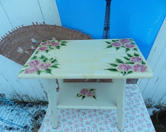 HAND PAINTED Cottage Side TABLE