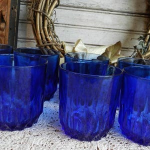 Juego de 7 VASOS LUMINARC AZULES/4 0Z.
