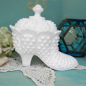 Plato para botas/dulces FENTON HOBNAIL MILKGLASS