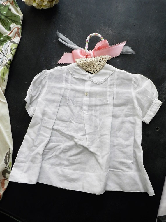 VINTAGE BABY DRESS/ Hand painted Hanger Display - image 2