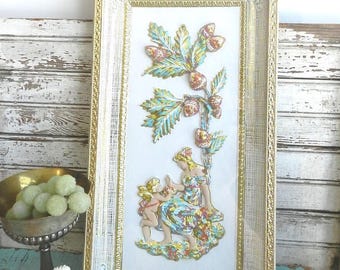 EMBELLiSHED ViNTAGE GiLDED WaLL ART/ENCHaNTING ANGELiC DECOR/8" X 15"