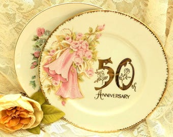 CH00SE FR0M 2 50TH ANNiVERSARY SERViNG PLATES/10 1/4" DiAM. ViNTAGE JAPAN