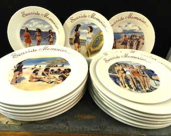 SEASiDE MEMORIES BATHiNG BeAUTY PLATES/ 10.5&quot;  0r 8&quot;