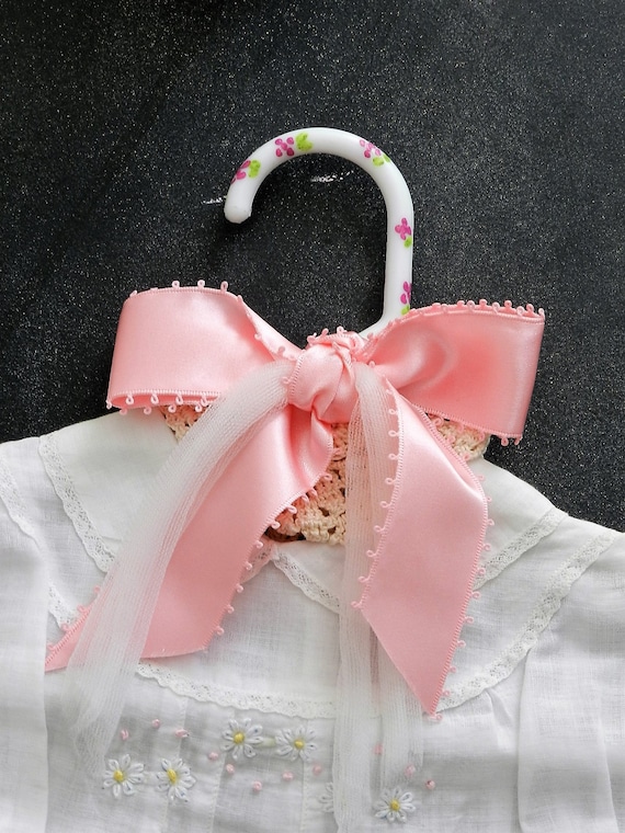 VINTAGE BABY DRESS/ Hand painted Hanger Display - image 1