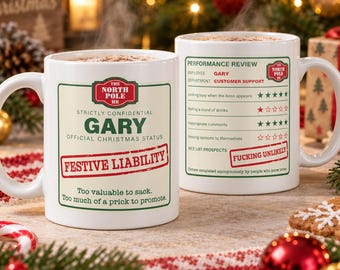 Personalised Festive Liability Mug | Secret Santa Gift for Colleagues