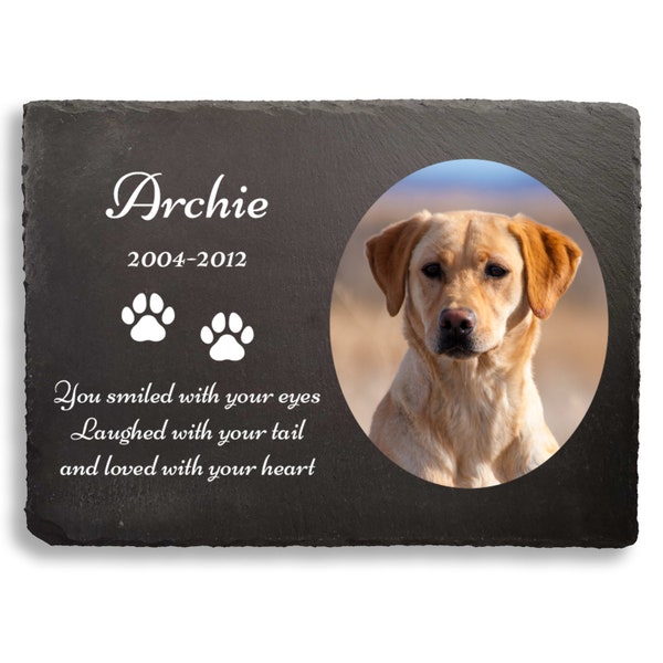 Large Personalised Photo and Name Pet Memorial Slate Plaque for Dog Cat Pet 285mm x 205mm with Optional Stand