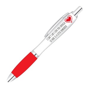 Personalised Message Pen with choice of love heart scribble design, available in 3 different barrel colours