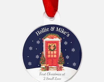 Personalised First Christmas New Address Printed Bauble