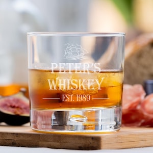 Year of Est. Boat Design Personalised Engraved Bubble Whiskey Rum Brandy Glass