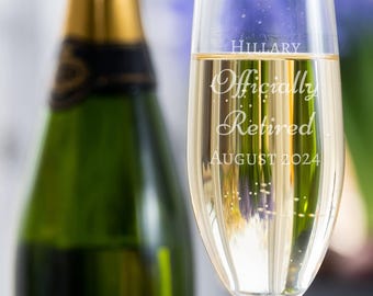 Personalised Engraved Retirement Wine or Flute Glass - Officially Retired design