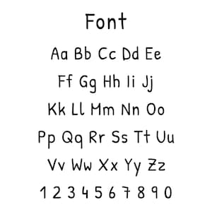 May include: Black and white image displaying the word "Font" above the alphabet from A to Z, and numbers 1 through 0. The letters and numbers are in a handwritten style, perfect for educational materials or design projects.