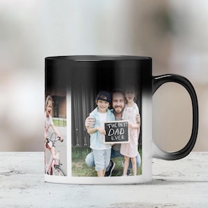 Personalised Heat Change Mug Photo Collage (11oz) Personalise 1 - 6 Photos. Magic Mug