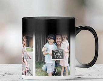 Gepersonaliseerde mok voor warmteverandering Fotocollage (11oz) Personaliseer 1-6 foto's. Magische mok
