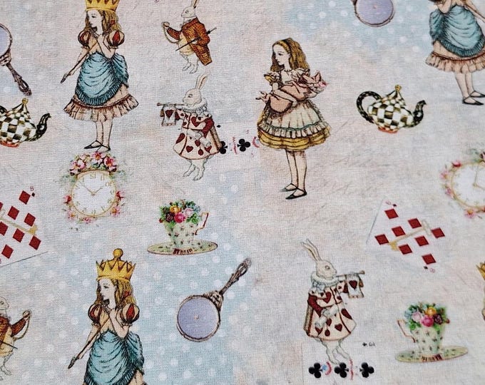 Alice in Wonderland Cotton Fabric: Quilting, Apparel, Crafts