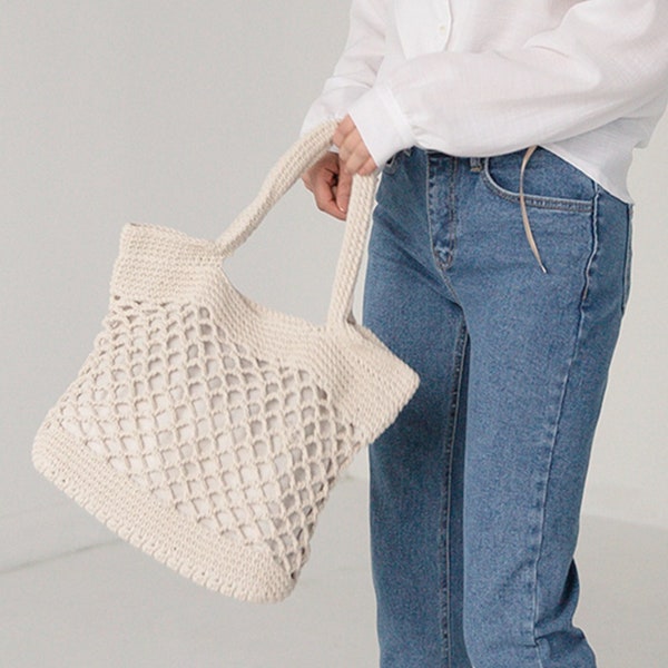 Crochet summer bag handbag cotton rope handmade bag beach bag shopping bag grocery bag net bag women's bag