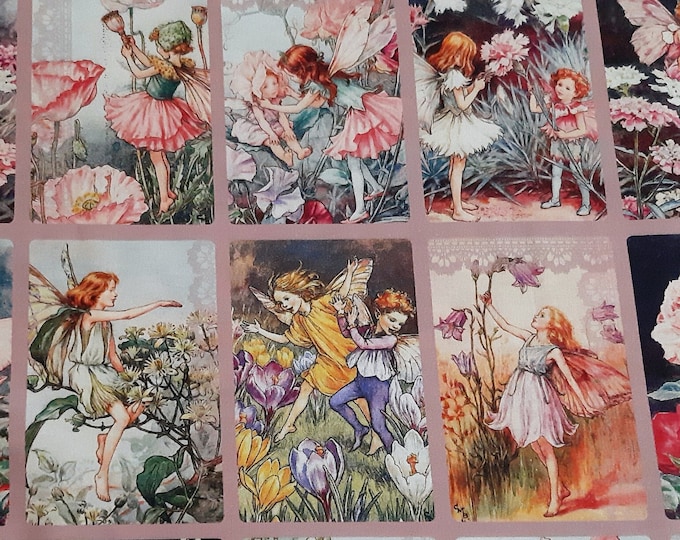 Vintage Flower Fairy Cotton Fabric: Limited Edition Floral Print