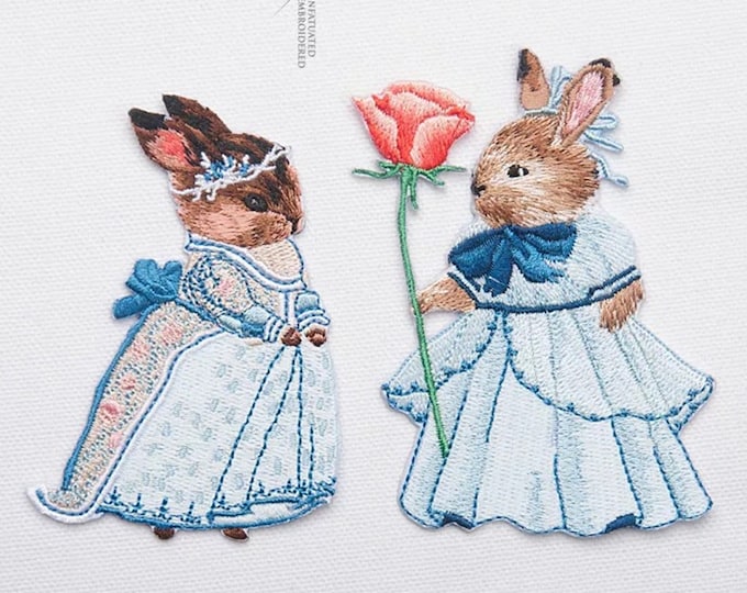 Vintage Rabbit Embroidery Patch: Palace Style Animal Sticker