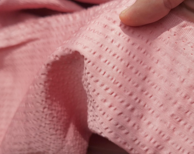 Pink Cotton Bubble Fabric: Summer Dress Cloth, Quilting Fabric by the Yard