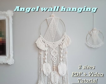 DIY Macrame Angel Wall Hanging Tutorial: 2 Sizes (PDF & Video)