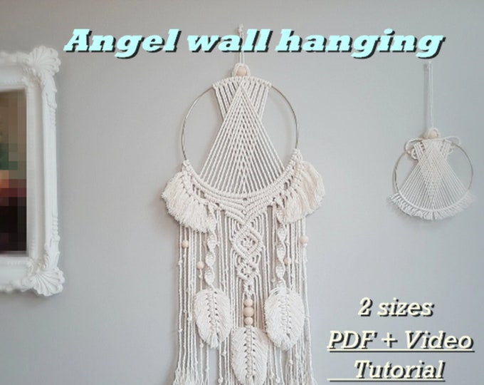 DIY Macrame Angel Wall Hanging Tutorial: 2 Sizes (PDF & Video)