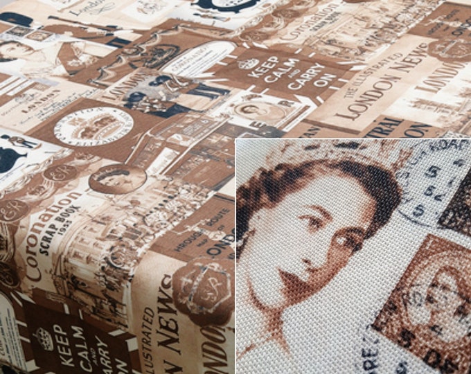 London News Fabric: Queen Elizabeth London printed high-quality wear-resistant fabric DIY Upholstery Fabric