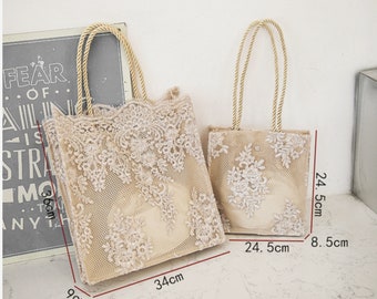 Lace shoulder bags beach bag holiday travelling bag Flower embroidery bag shopping bag grocery bag hand bag hobo bag tote bag