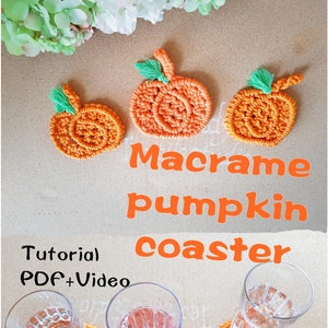 How to Macrame pumpkin coaster DIY tutorial for beginner basic knots guide included video tutorial and PDF download