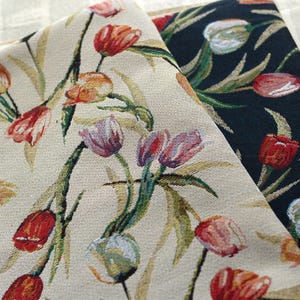 2 colors Upholstery Fabric Retro tulip fabric yarn-dyed thickened fabric Jacquard oil painting texture fabric Pillow case fabric by the yard