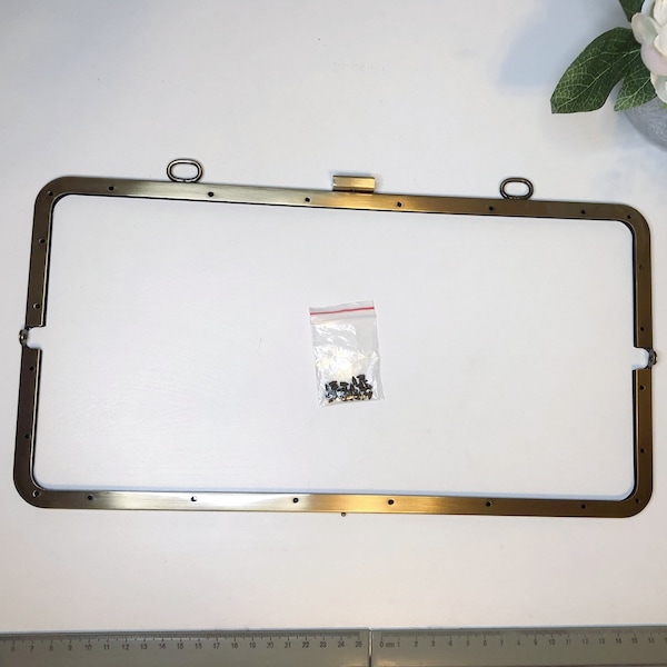 15"(38cm) Large size Metal bag frame includes a FREE PATTERN and screws Backpack frame Screw hole frame clutch purse frame Backpack frame