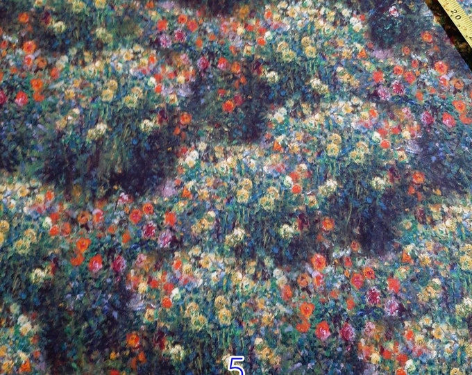 Impressionist Floral Cotton Fabric: Garden Oil Painting Calico - Quilting & Patchwork