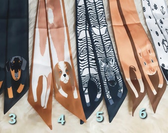 Animal Print Mini Scarf: Versatile Hair Band, Necklace, Bag Accessory