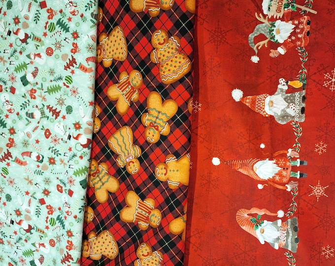 Christmas Cotton Fabric: Holiday Print DIY Fabric by the Yard