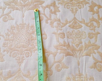 Beige chenille jacquard fabric: vintage brocade trim fabric, curtains, quilting