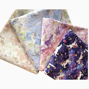 Unicorn stars Cotton fabric 4 Colors Limited pattern Fabric by the yard Fabric by the quarter Patchwork Fabric for Quilting and Sewing