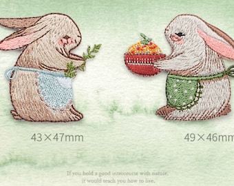 Rabbit Embroidery Patch: Farm Animal Iron-On Applique