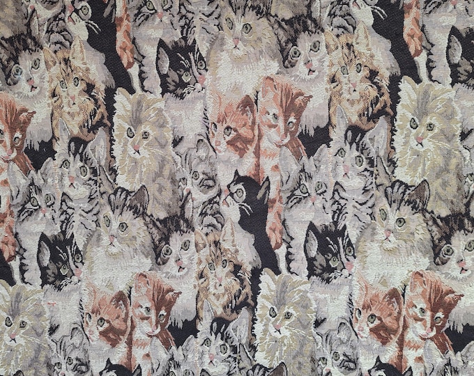 Cats Jacquard Upholstery Fabric: Yarn-Dyed Cotton-Polyester Blend
