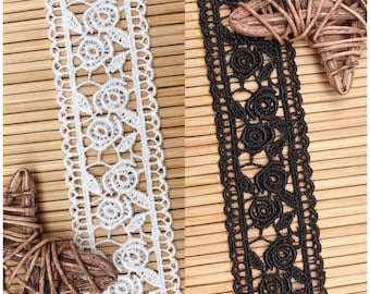 Rose lace Ribbon White and Black mesh lace skin-friendly lace accessories DIY curtain clothing lace by the yard