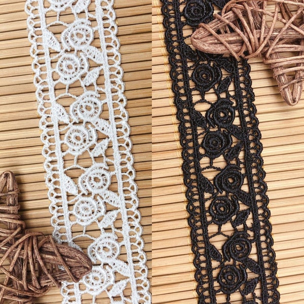 Rose lace Ribbon White and Black mesh lace skin-friendly lace accessories DIY curtain clothing lace by the yard