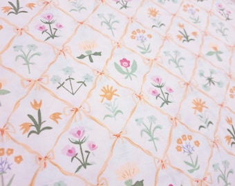 92" Wide Floral Diamond Check Cotton Fabric: Bedding & Clothing