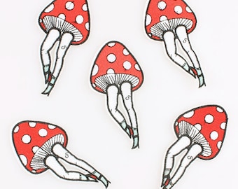 Mushroom Girl Embroidered Iron-On Patch: Clothing Decoration