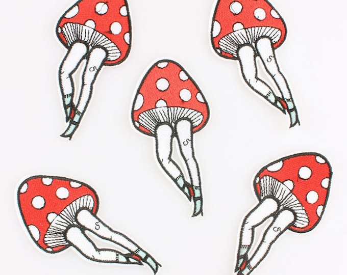Mushroom Girl Embroidered Iron-On Patch: Clothing Decoration