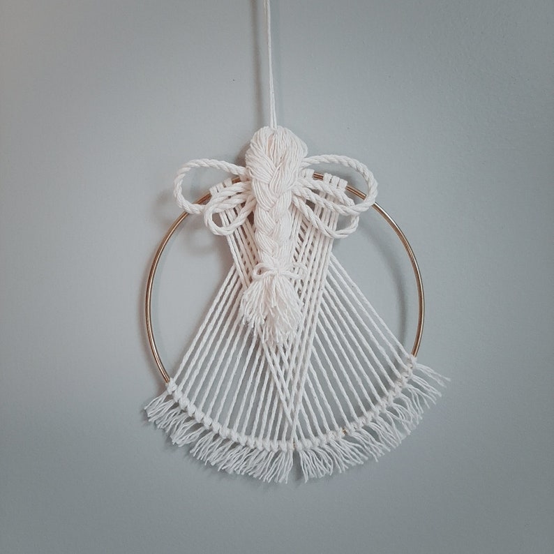 DIY How to make a Macrame angel wall hanging Macrame hoop Etsy