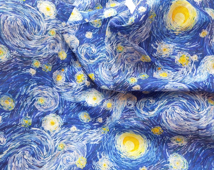 Van Gogh Starry Night Double Gauze Cotton Fabric: DIY Apparel & Quilting