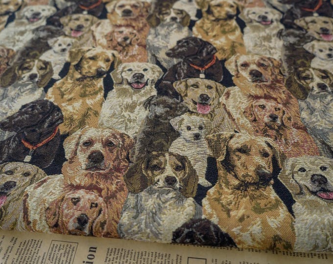 Dog Jacquard Upholstery Fabric: Thick Yarn-Dyed Cotton Polyester Blend