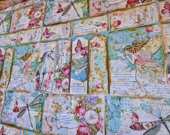 Vintage Fantasy Flower Fairy Cotton Fabric: DIY Junk Journal Material
