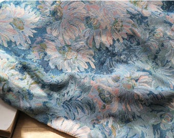 Vintage Oil Painting Style Floral Jacquard Upholstery Fabric: Thickened Cotton Blend